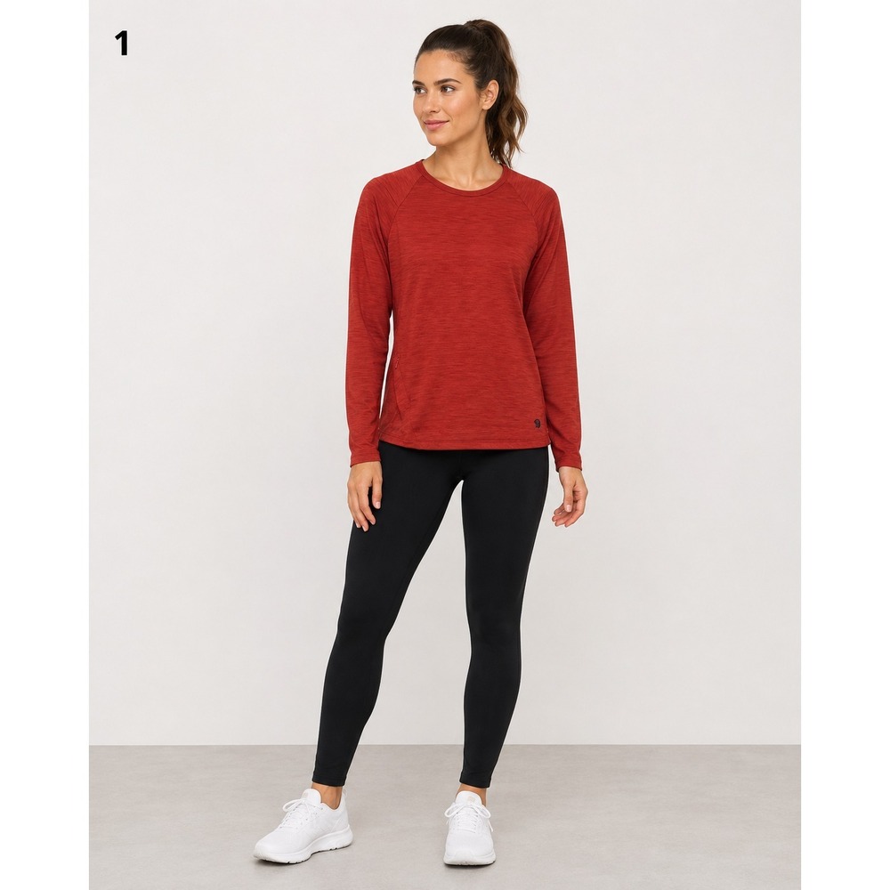 Mountainโ Hardwear Long Sleeve Baselayer Crew Shirt Womens Medium Rust Polyester